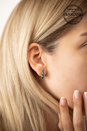 Swarovski Taşlı Üçtaş Model Rose Kaplama Gümüş Crystal Küpe
