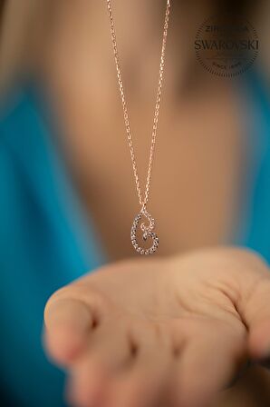 Swarovski Taşlı Küp Model Rose Kaplama Gümüş Zirconia Kolye