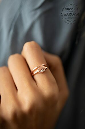 Swarovski Taşlı Göz Model Rose Kaplama Gümüş Zirconia Yüzük