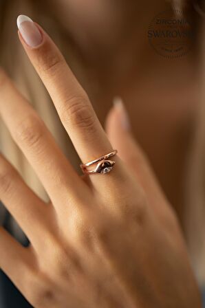 Swarovski Taşlı Göz Model Rose Kaplama Gümüş Zirconia Yüzük