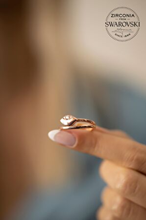 Swarovski Taşlı Göz Model Rose Kaplama Gümüş Zirconia Yüzük