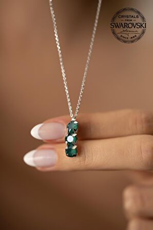 Swarovski Taşlı Üçtaş Model Gümüş Crystal Kolye