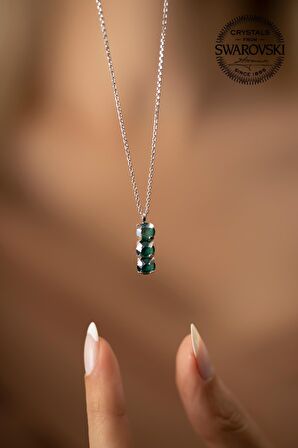 Swarovski Taşlı Üçtaş Model Gümüş Crystal Kolye