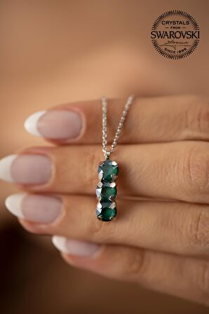 Swarovski Taşlı Üçtaş Model Gümüş Crystal Kolye