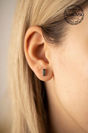 Swarovski Taşlı Çubuk Model Gümüş Crystal Küpe
