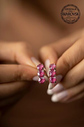 Swarovski Taşlı Üçtaş Model Gümüş Crystal Küpe