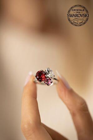 Swarovski Taşlı Yaprak Model Gümüş Crystal Yüzük