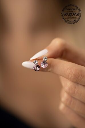 Swarovski Taşlı İki Taş Model Gümüş Crystal Küpe