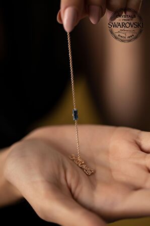 Swarovski Taşlı Çubuk Model Altın Kaplama Gümüş Crystal Bileklik