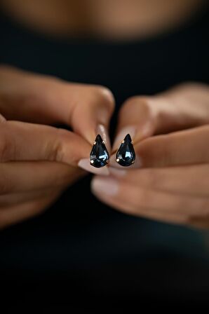 Swarovski Taşlı Damla Model Rose Kaplama Gümüş Crystal Küpe