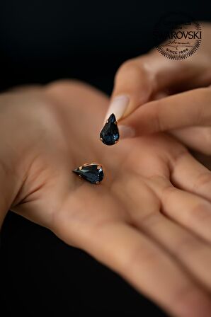 Swarovski Taşlı Damla Model Rose Kaplama Gümüş Crystal Küpe