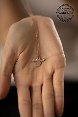 Swarovski Taşlı Bal Arısı Model Rose Kaplama Gümüş Crystal Kolye