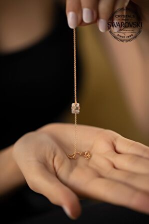 Swarovski Taşlı Baget Model Rose Kaplama Gümüş Crystal Bileklik