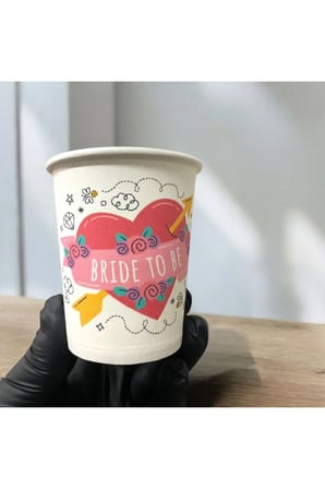 Bekarlığa Veda-Bride To Be-Kalp Tasarım Tek kullanımlık 7 Oz 50 Adet Karton Bardak