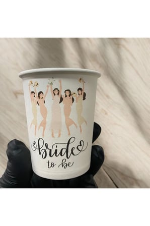 Bekarlığa Veda-Bride To Be temalı Tek kullanımlık 7 Oz 50 Adet Karton Bardak