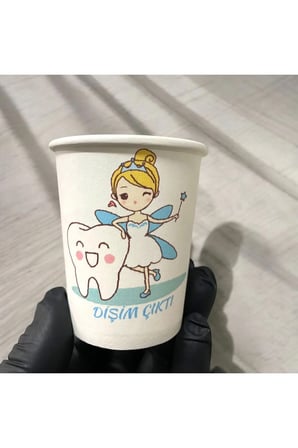 Dişim çıktı-Diş Buğdayı temalı Tek kullanımlık 7 Oz 100 Adet Karton Bardak