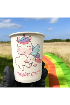 Dişim çıktı-Diş Buğdayı temalı  Tek kullanımlık 7 Oz 50 Adet Karton Bardak