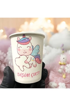 Dişim çıktı-Diş Buğdayı temalı Tek kullanımlık 7 Oz 100 Adet Karton Bardak
