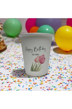 Happy birthday-doğum günü konseptli Tek kullanımlık 7 Oz 50 Adet Karton Bardak