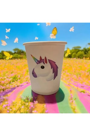 unıcorn parti doğumgünü konseptli Tek kullanımlık 7 Oz 50 Adet Karton Bardak