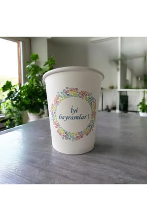 Kurban Bayramı-Ramazan Bayramı-İyi Bayramlar-desenli Tek kullanımlık 7 Oz 50 Adet Karton Bardak