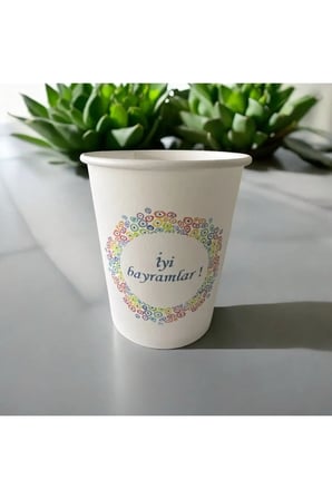 Kurban Bayramı-Ramazan Bayramı-İyi Bayramlar-desenli Tek kullanımlık 7 Oz 50 Adet Karton Bardak