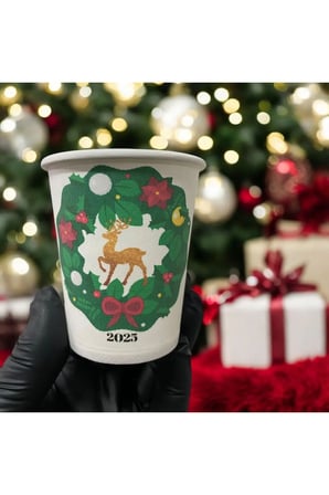 2025 Yılbaşı-Noel-Yılbaşı konseptli Tek kullanımlık 7 Oz 50 Adet Karton Bardak
