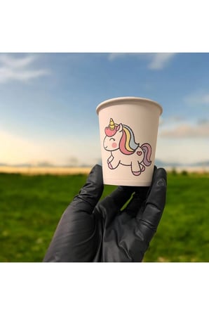 unicorn doğumgünü konseptli Tek kullanımlık 7 Oz 100 Adet Karton Bardak