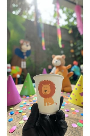 Hayvan-Orman-Amazon-Zoo Doğumgünü Parti Aslan temalı Tek kullanımlık 7 Oz 50 Adet Karton Bardak