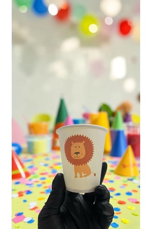 Hayvan-Orman-Amazon-Zoo Doğumgünü Parti Aslan temalı Tek kullanımlık 7 Oz 50 Adet Karton Bardak