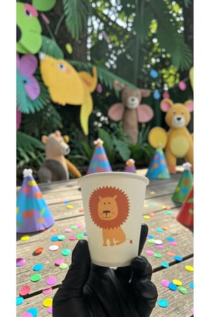 Hayvan-Orman-Amazon-Zoo Doğumgünü Parti Aslan temalı Tek kullanımlık 7 Oz 50 Adet Karton Bardak
