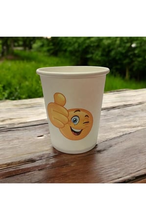Emojili Gülen Yüz göz kırpan yüz Tek kullanımlık 7 Oz 100 Adet Karton Bardak