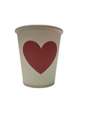 Kalp-Sevgi temalı Tek kullanımlık 7 Oz 100 Adet Karton Bardak