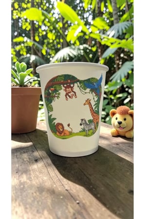 Hayvan-Orman-Amazon-Zoo Doğumgünü Parti temalı Tek kullanımlık 7 Oz 100 Adet Karton Bardak