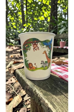 Hayvan-Orman-Amazon-Zoo Doğumgünü Parti temalı Tek kullanımlık 7 Oz 100 Adet Karton Bardak