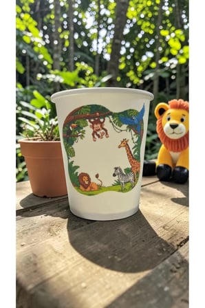 Hayvan-Orman-Amazon-Zoo Doğumgünü Parti temalı Tek kullanımlık 7 Oz 50 Adet Karton Bardak