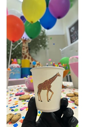 Hayvan-Orman-Amazon-Zoo Doğumgünü Parti Zürafa temalı Tek kullanımlık 7 Oz 100 Adet Karton Bardak