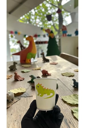 Orman Amazon Hayvan Kertenkele Doğumgünü Parti Etkinlik Tek kullanımlık 7 Oz 100 Adet Karton Bardak