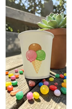 Dondurma Külah Yaz Doğumgünü Parti Etkinlik temalı Tek kullanımlık 7 Oz 100 Adet Karton Bardak