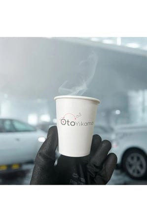 OTO YIKAMA Temalı Tek kullanımlık 7 Oz 100 Adet Üreticiden Karton Bardak