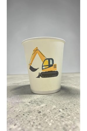 Kepçe İnşaat Tamir Doğumgünü Parti Etkinlik temalı Tek kullanımlık 7 Oz 100 Adet Karton Bardak