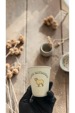 Kurban Bayramı-İyi Bayramlar temalı Tek kullanımlık 7 Oz 50 Adet Karton Bardak