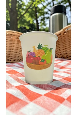 Meyve Sepeti Piknik Etkinlik temalı Tek kullanımlık 7 Oz 50 Adet Karton Bardak