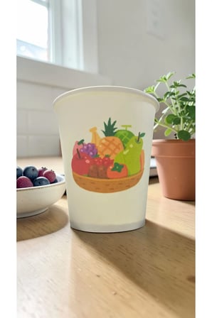 Meyve Sepeti Piknik Etkinlik temalı Tek kullanımlık 7 Oz 50 Adet Karton Bardak
