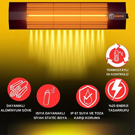 Sunstar Termostatlı Halojen Soba İnfrared Isıtıcı  1800W 