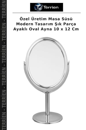 Özel Üretim Masa Süsü Modern Tasarım Şık Parça Ayaklı Oval Ayna 10 x 12 Cm
