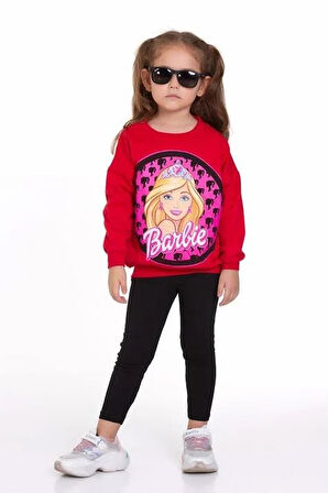 Kız Çocuk Barbie Baskılı Takım