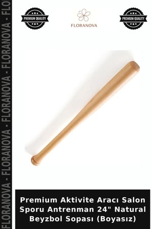 Premium Aktivite Aracı Salon Sporu Antrenman 24" Natural Beyzbol Sopası (Boyasız)