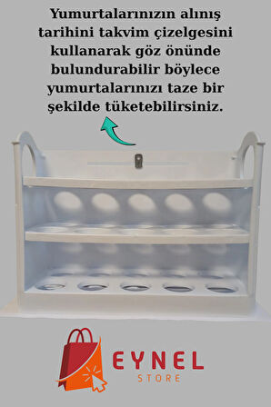 Katlı Buzdolabı Yumurta Organizeri Saklama Kabı 30 Bölmeli Raflı Yumurta Kutusu Düzenleyici (BEYAZ)
