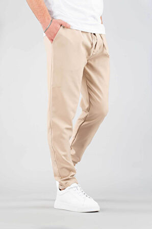 Erkek Jogger Pantolon Beli Lastikli İpli Pamuklu Rahat Boyfriend Pantolon